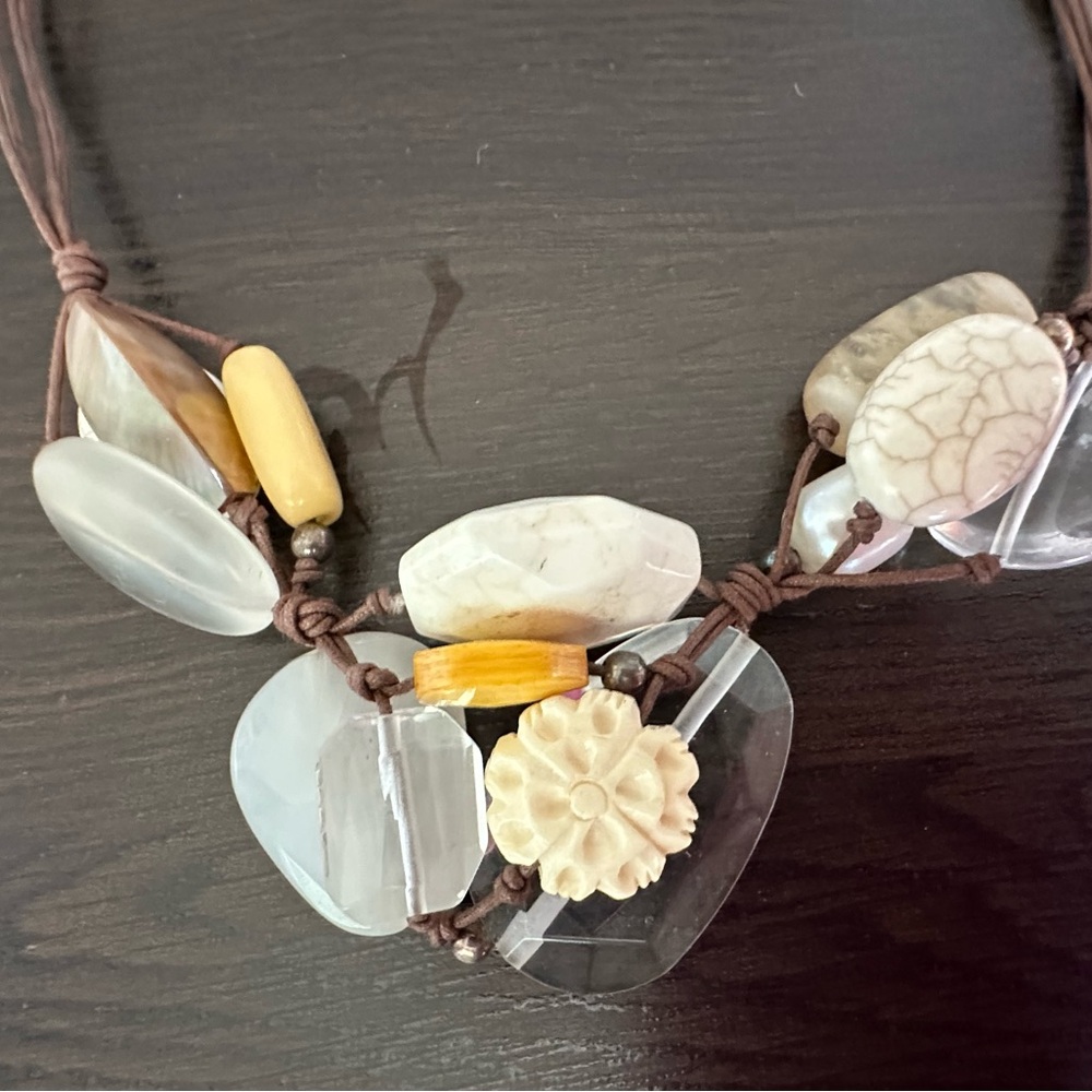 Silpada Brown and Cream Necklace with Natural Stone Centerpiece